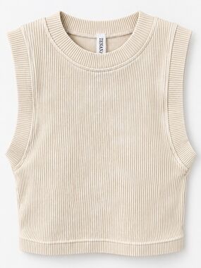 ZENANA Cream Ribbed Sleeveless Brami Top L/XL